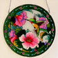 Beautiful Hummingbird Pink Hibiscus Flowers Stained Glass With Chain for Hanging