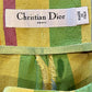 Christian Dior Yellow Green Multi-Color Striped Side Zip Pants Made in Italy 100% Silk