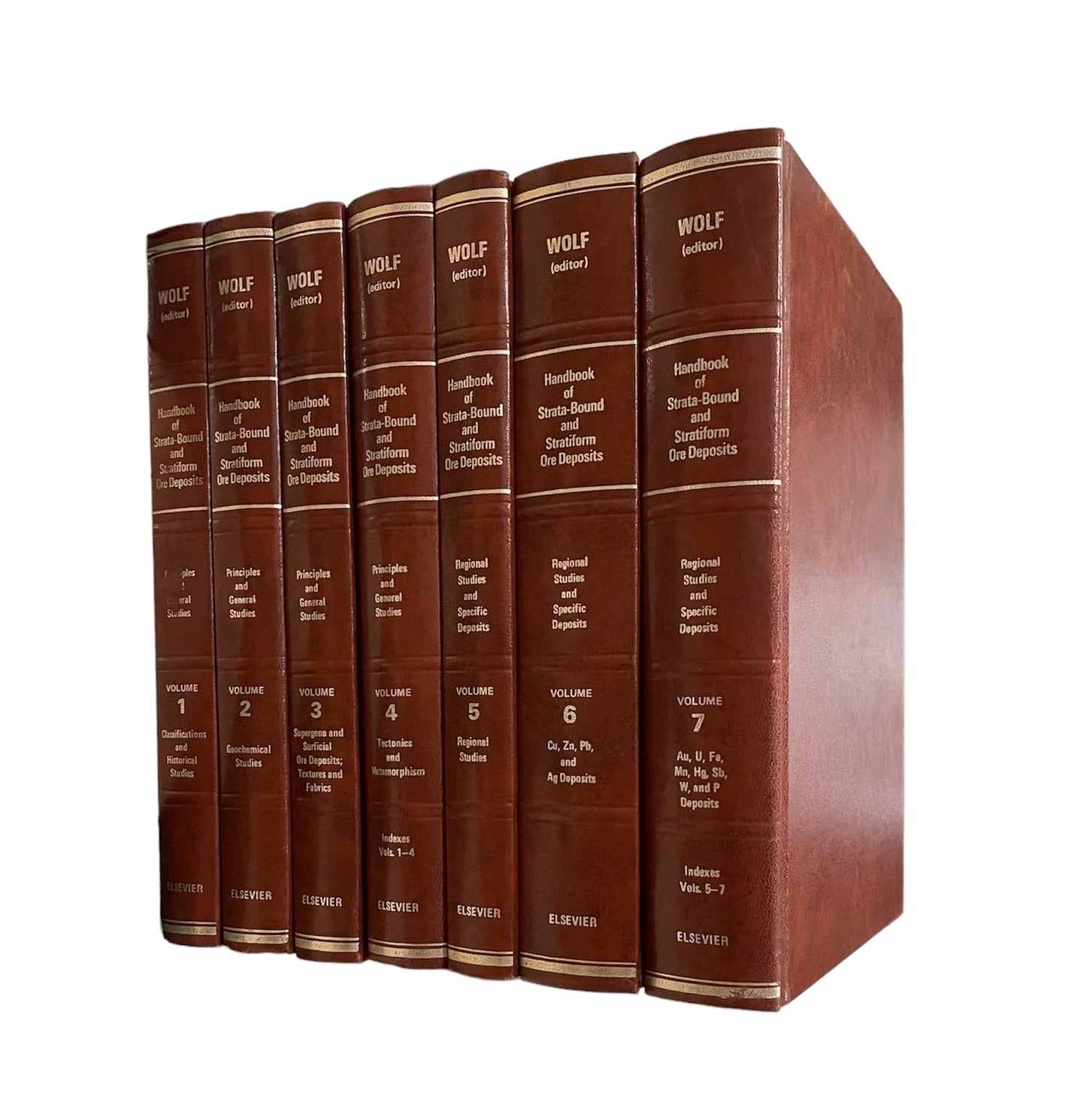 Handbook of Strata-Bound and Stratiform Ore Deposits Assumed First Edition 7 Volume Set Volumes 1-7 Edited by K.H. Wolf Published in 1976 by Elsevier Scientific Publishing Company