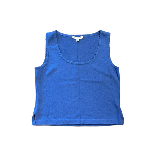 St. John Blue Knit Sleeveless Top Size M Made in U.S.A.