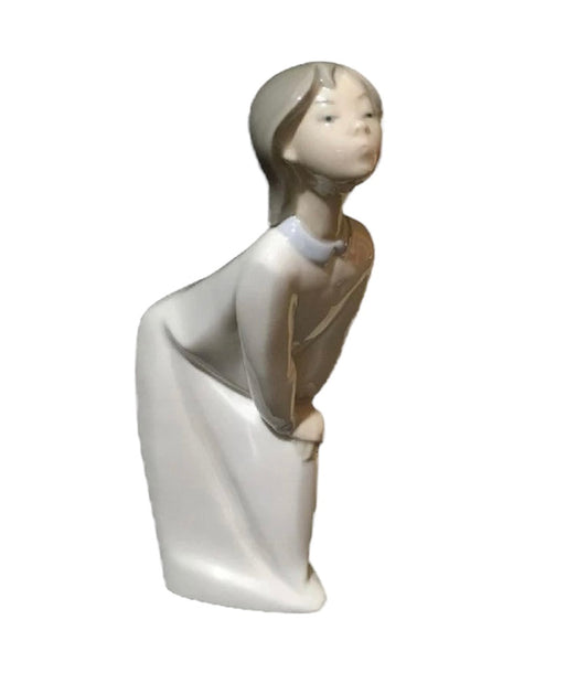 Vintage Lladro Kissing Girl Porcelain Figurine