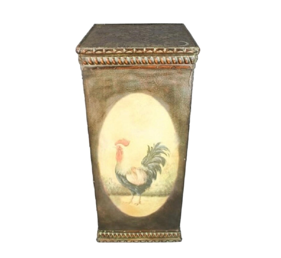 Vintage Painted Country Rooster Metal and Resin Pedestal Fern Stand