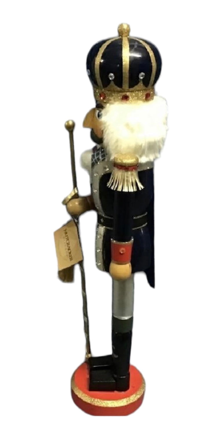 Vintage Tall Handcrafted Nutcracker Village Nutcracker Wearing Jeweled Hat With Original Tag