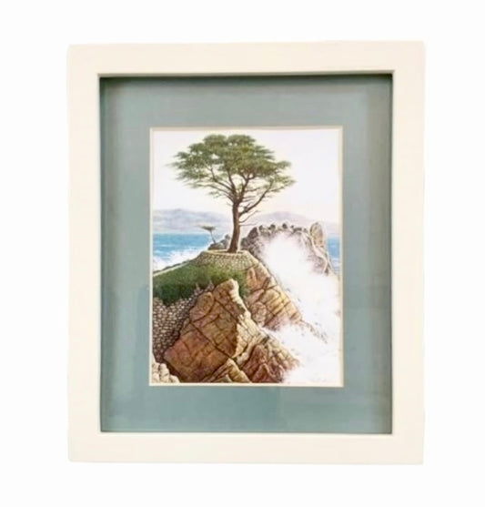 Vintage The Lone Cypress Framed Print