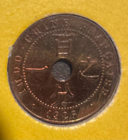 1926 Indo-Chine Francaise Republique Francaise Cent Bronze Coin