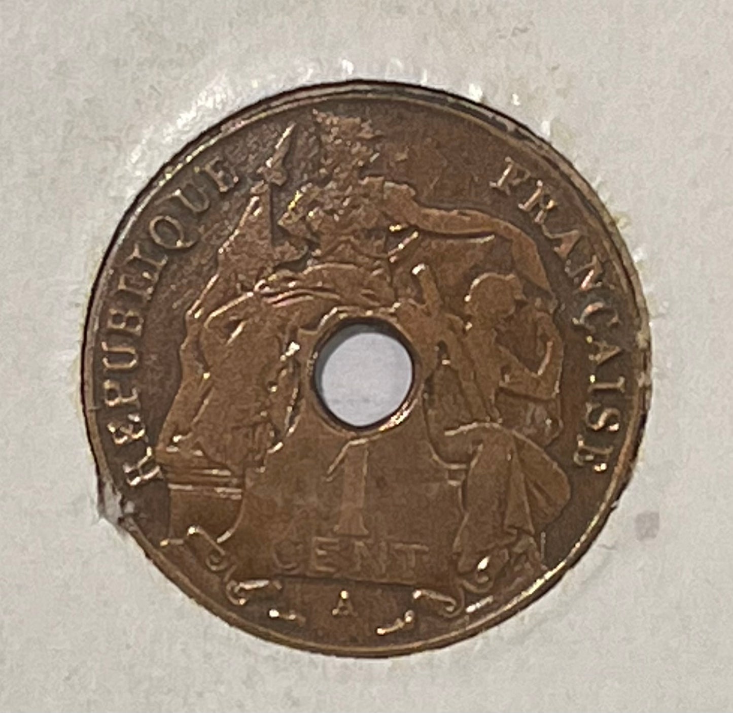 1930 Indo-Chine Francaise Republique Francaise Cent Bronze Coin
