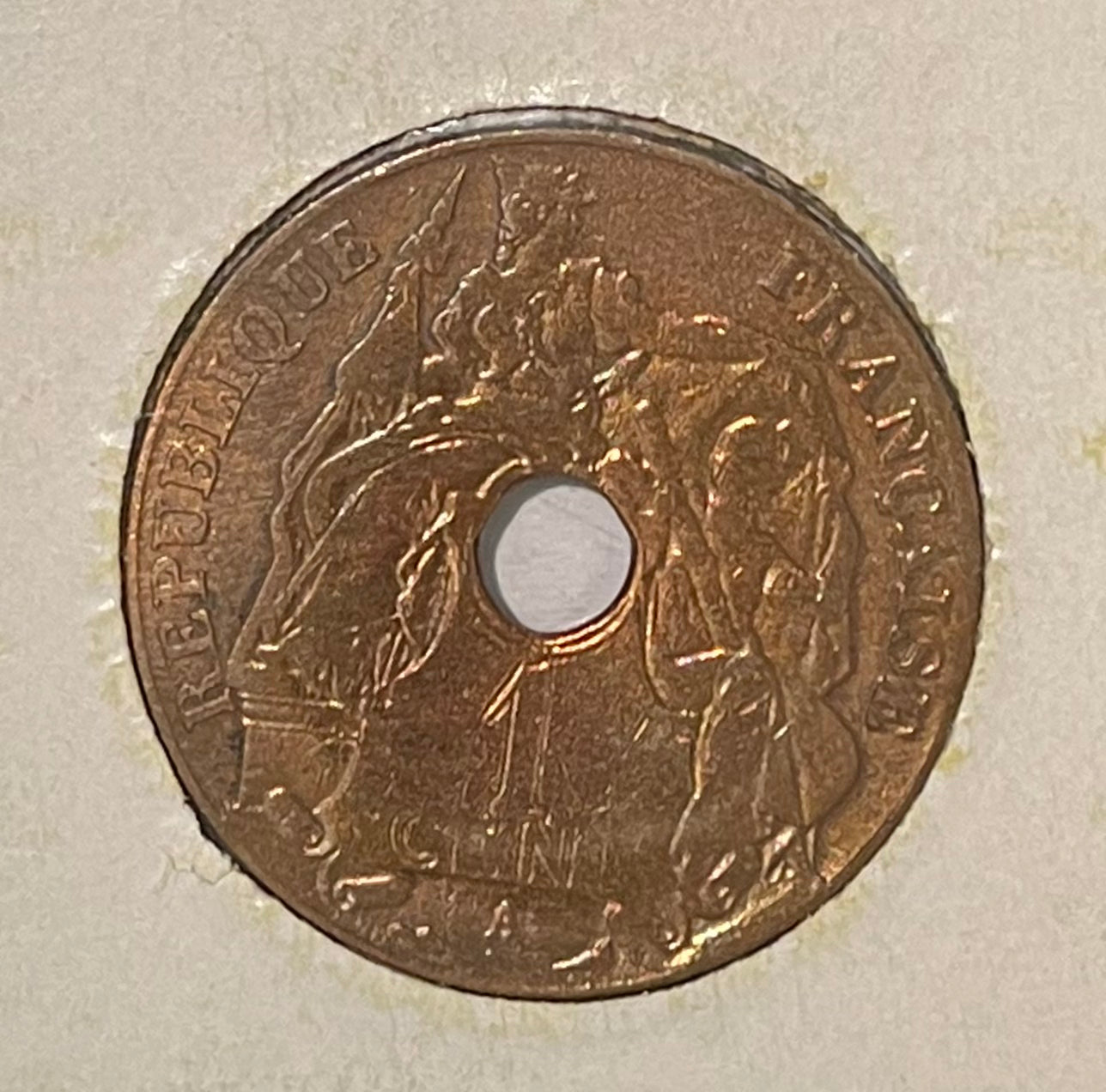 1931 Indo-Chine Francaise Republique Francaise Cent Bronze Coin