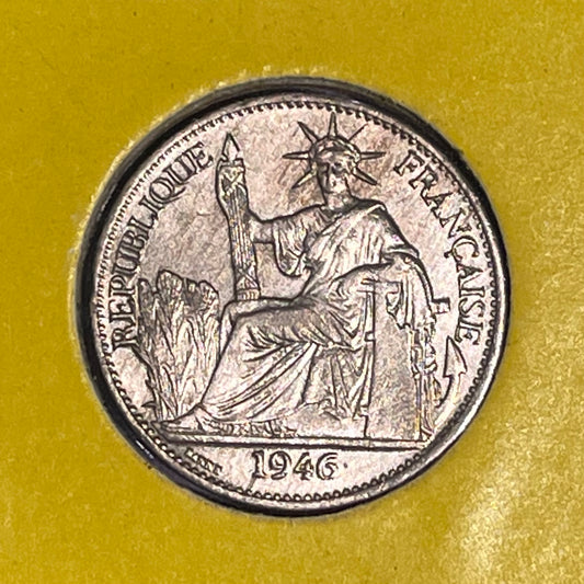 1946 Republique Francaise Indo-Chine Francaise 50 Cent. Bronze de Nickel Coin