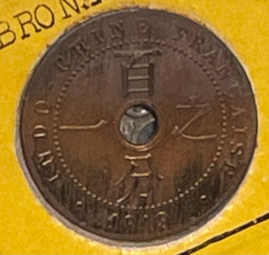 Antique 1919 Indo-Chine Francaise Republique Francaise Cent Bronze Coin