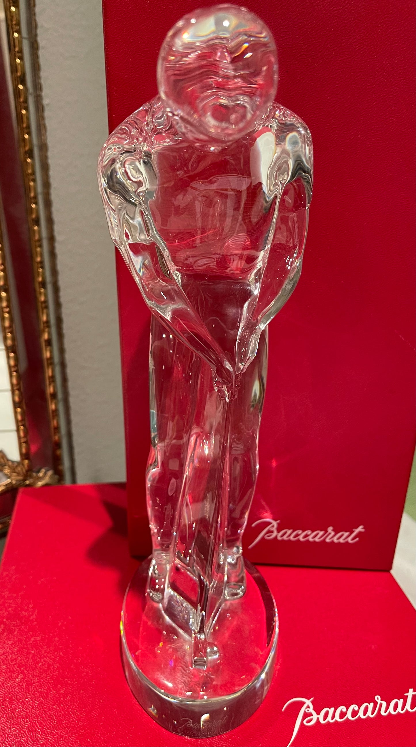 Baccarat Crystal Male Golfer Putting With Original Box