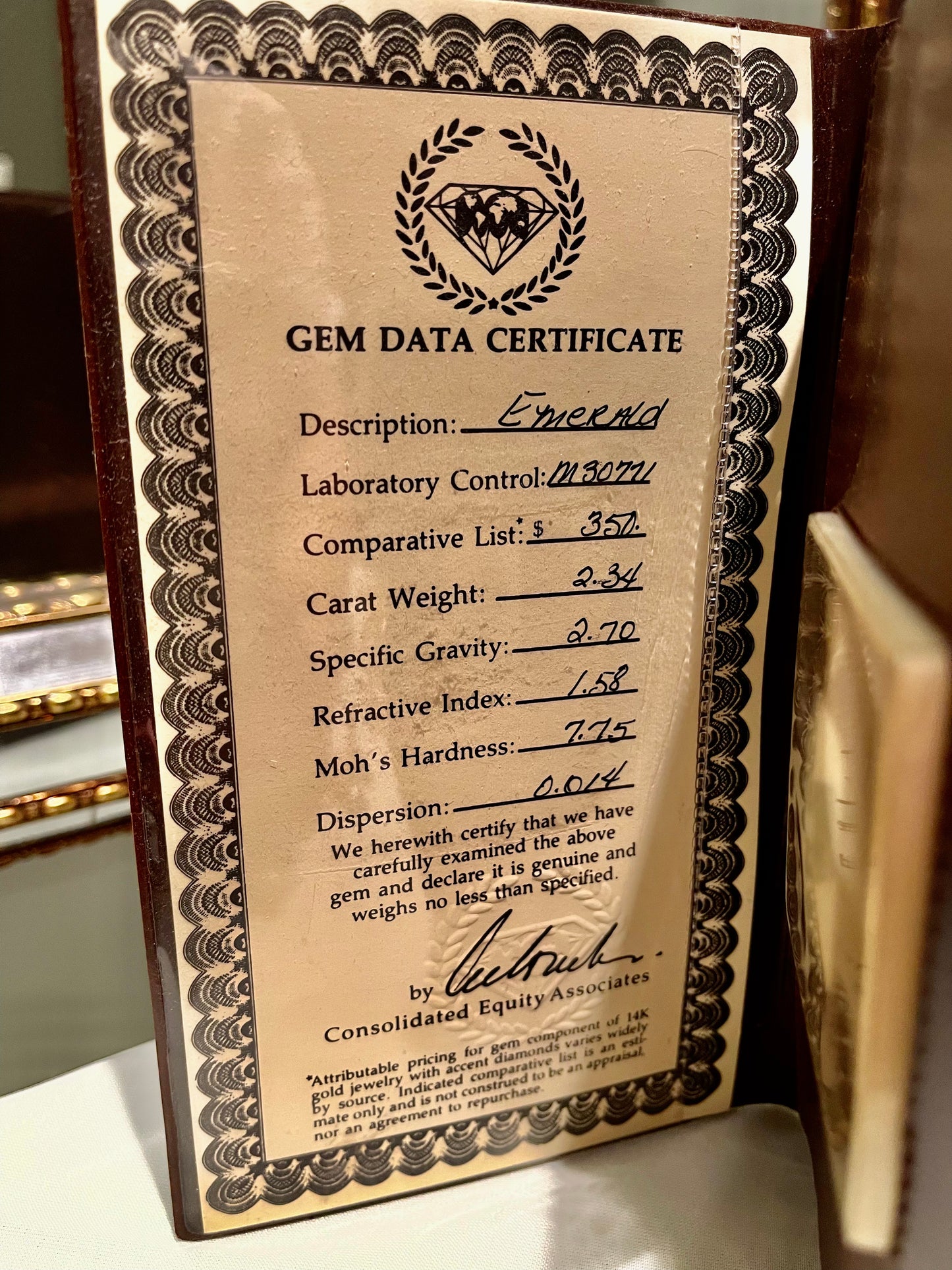 2.34 Carat Weight Natural Emerald with Gem Data Certificate