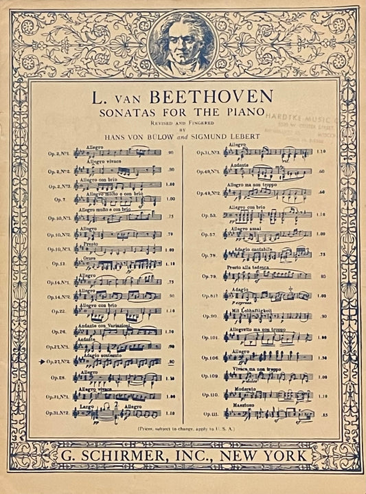 Sonata quasi una Fantasia Op. 27, No. 2 L. van Beethoven Published in 1923 by G. Schirmer, Inc.
