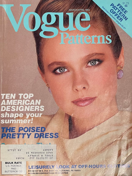 Vogue Patterns March/April 1983 Ten Top American Designers shape your summer!